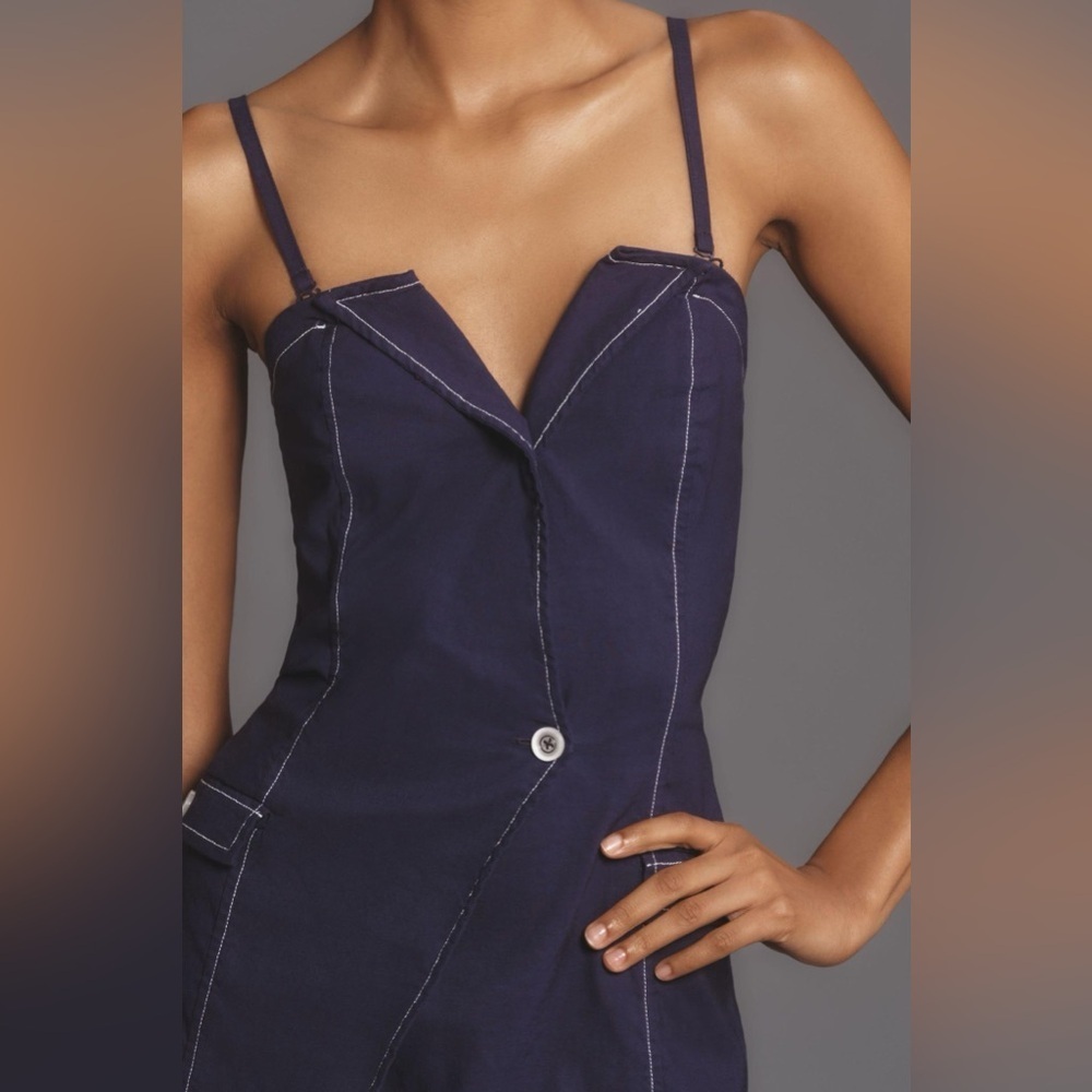 NWT Size 16 P - Anthropologie Linen Mini Dress in Blue/Purple